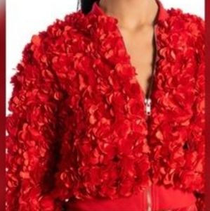 Alberto Makali 3D Floral Coat - Red, NWT